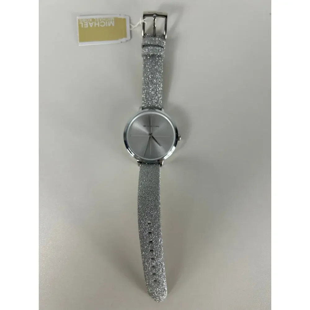 Michael Kors Women's Charley Silver Dial Leather Strap Watch MK2793 NWT